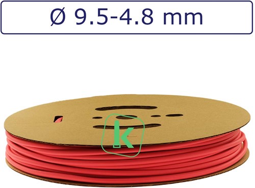 Krimpkous 9,5-4,8 mm Felrood Dunwandig krimpverhouding 2:1 (Rol 75 meter)