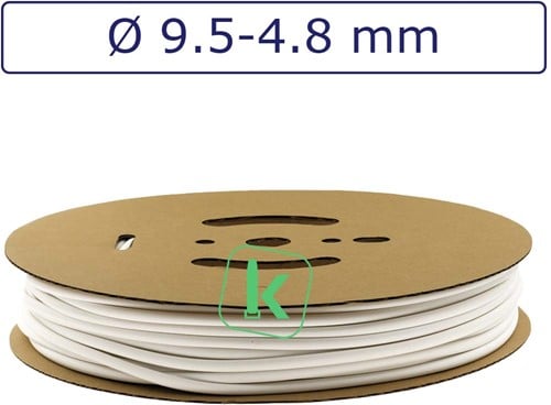 Krimpkous 9,5-4,8 mm Wit Dunwandig krimpverhouding 2:1 (Rol 75 meter)