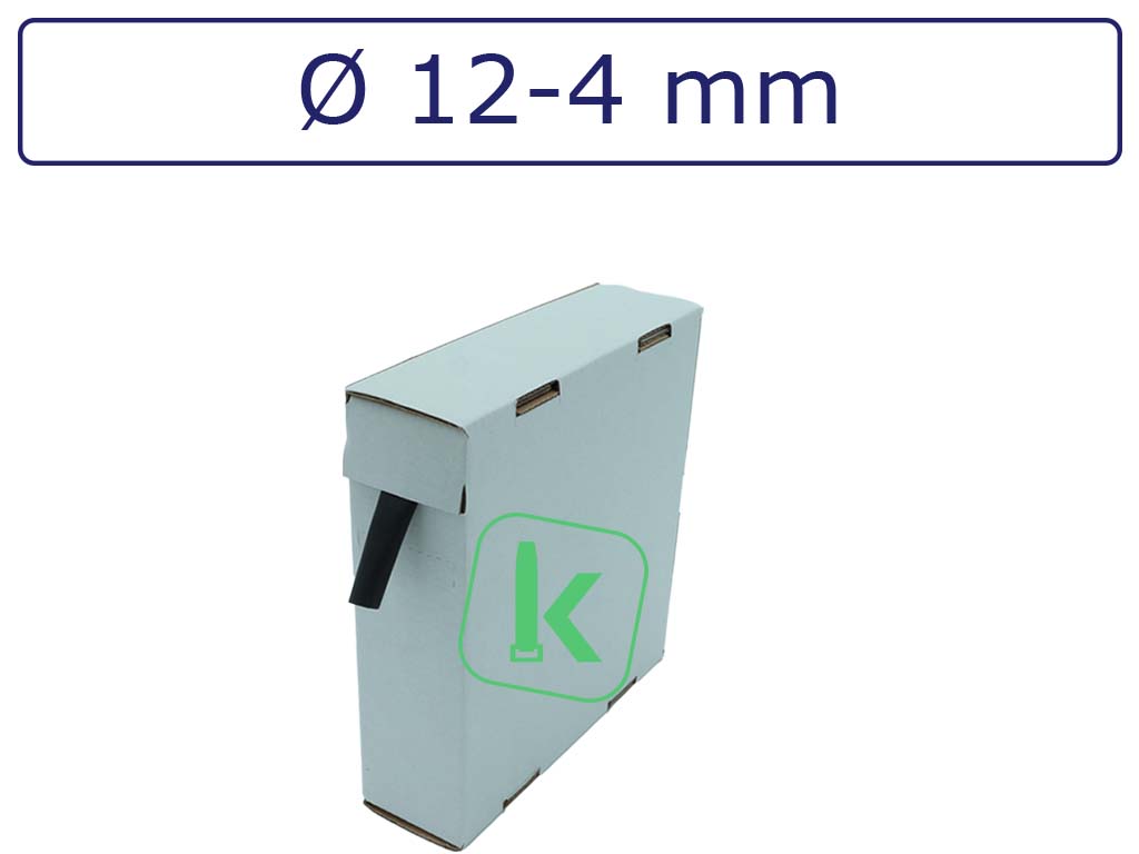 Krimpkous Zwart 12-4 mm Zwart UV Dunwandig krimpverhouding 3:1 (Box 8 meter) - PRO-TIE®