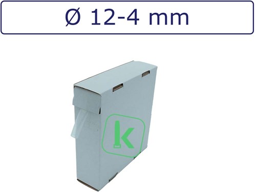 Krimpkous 12-4 mm Transparant  Dunwandig krimpverhouding 3:1 (Box 7 meter)