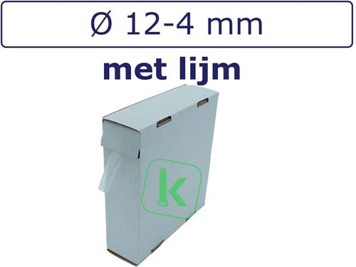 Krimpkous met Lijm 12-4 mm Transparant Dunwandig krimpverhouding 3:1 (Box 5 meter)