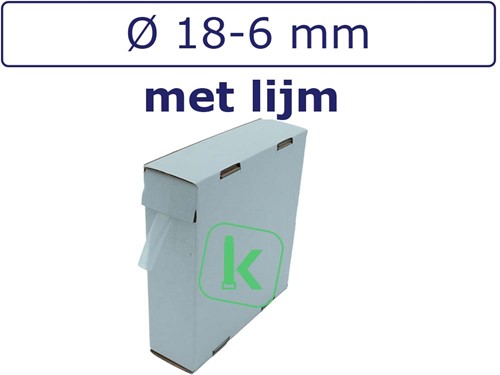 Krimpkous met Lijm 18-6 mm Transparant Dunwandig krimpverhouding 3:1 (Box 3 meter)