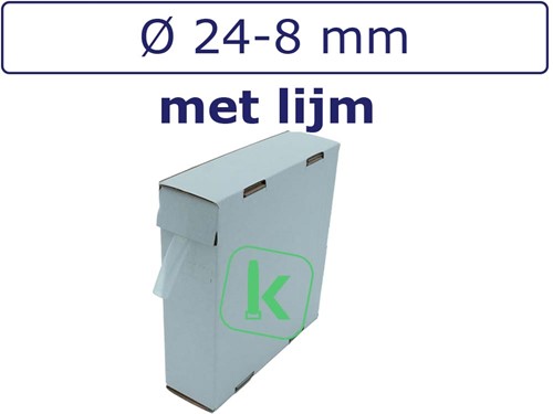 Krimpkous met Lijm 24-8 mm Transparant Dunwandig krimpverhouding 3:1 (Box 1,5 meter)