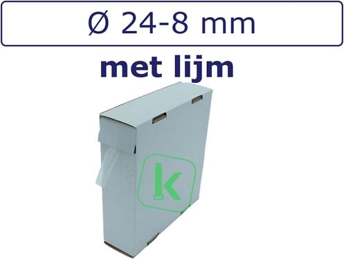 Krimpkous met Lijm 24-8 mm Transparant Dunwandig krimpverhouding 3:1 (Box 2 meter)