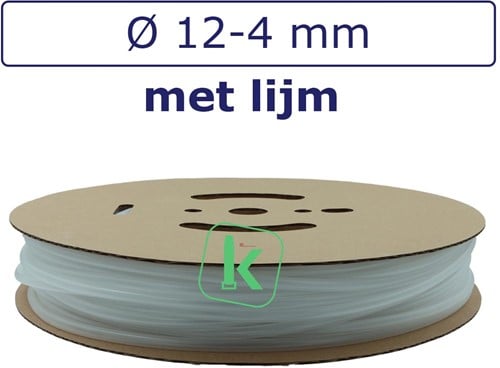 Krimpkous met Lijm 12-4 mm Transparant Dunwandig krimpverhouding 3:1 (Rol 30 meter)
