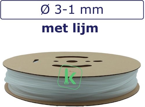Krimpkous met Lijm 3-1 mm Transparant Dunwandig krimpverhouding 3:1 (Rol 150 meter)