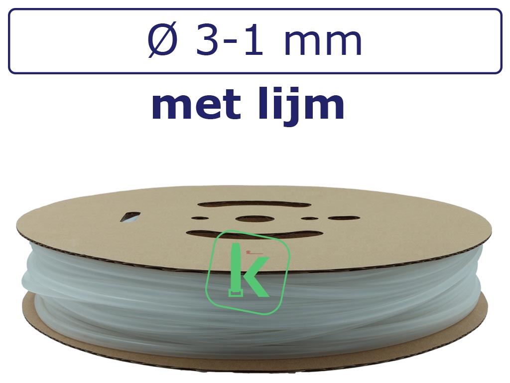 Krimpkous met Lijm Transparant 3-1 mm Transparant Dunwandig krimpverhouding 3:1 (Rol 100 meter) - PRO-TIE®