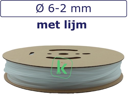 Krimpkous met Lijm 6-2 mm Transparant Dunwandig krimpverhouding 3:1 (Rol 100 meter)