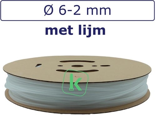 Krimpkous met Lijm 6-2 mm Transparant Dunwandig krimpverhouding 3:1 (Rol 75 meter)