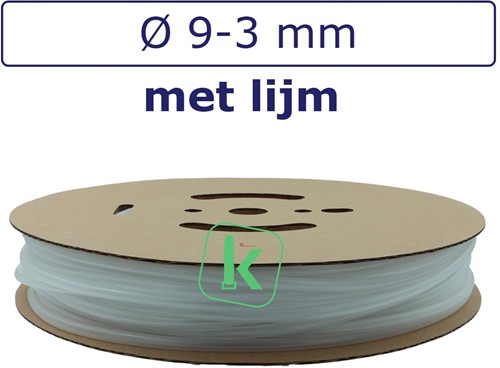Krimpkous met Lijm 9-3 mm Transparant Dunwandig krimpverhouding 3:1 (Rol 50 meter)