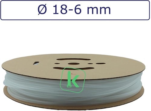 Krimpkous 18-6 mm Transparant  Dunwandig krimpverhouding 3:1 (Rol 100 meter)