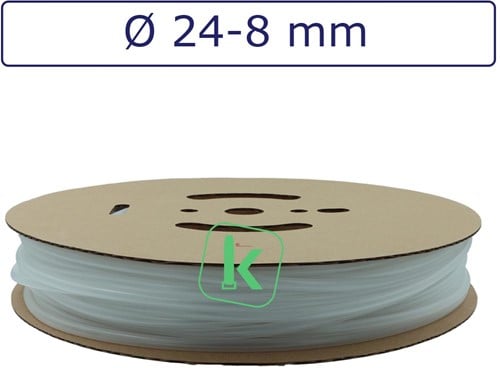 Krimpkous 24-8 mm Transparant  Dunwandig krimpverhouding 3:1 (Rol 50 meter)