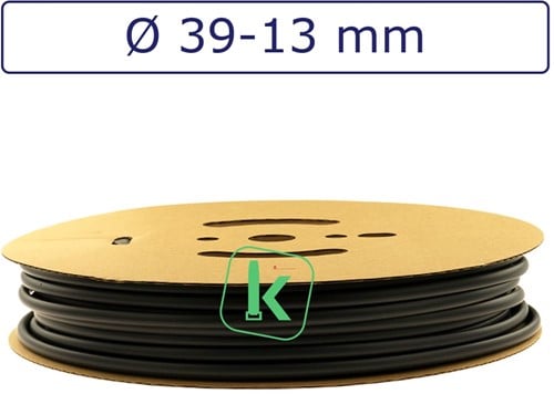 Krimpkous 39-13 mm Zwart UV Dunwandig krimpverhouding 3:1 (Rol 30 meter)