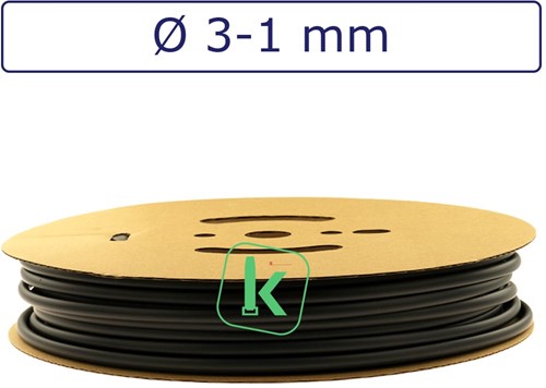 Krimpkous 3-1 mm Zwart UV Dunwandig krimpverhouding 3:1 (Rol 200 meter)