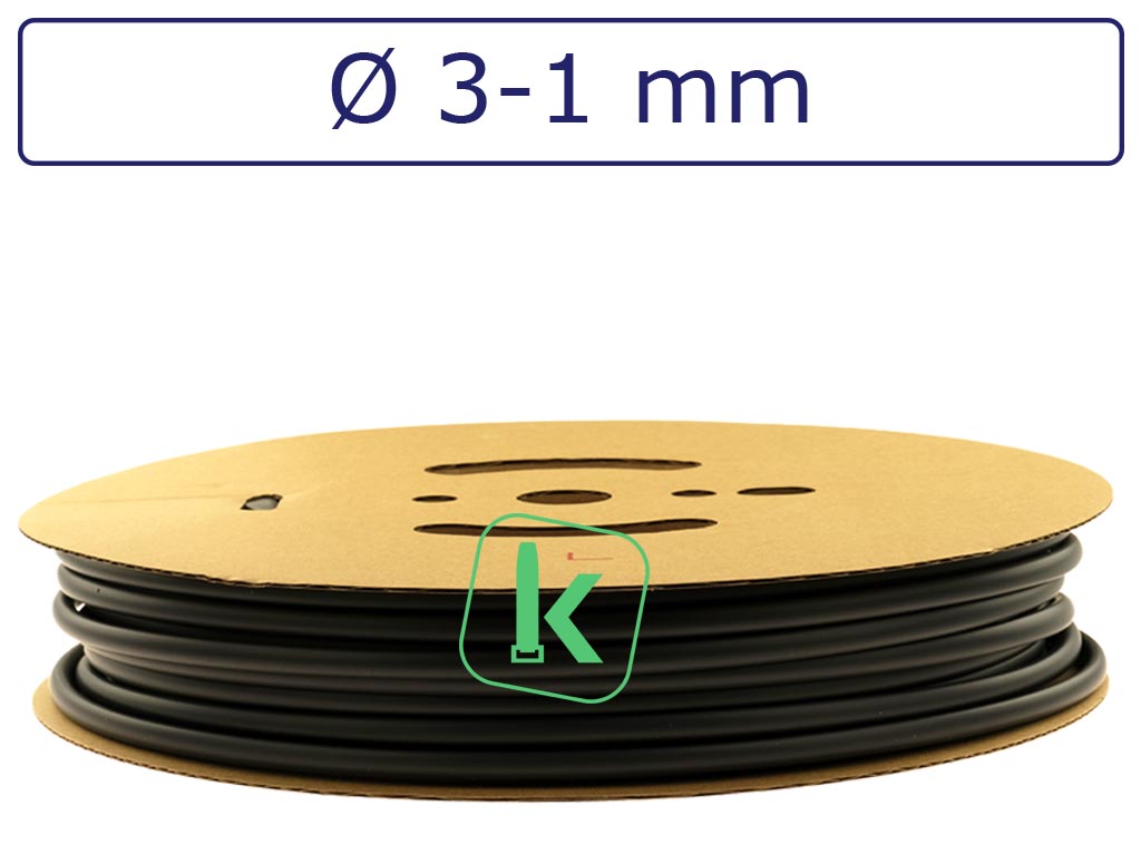 Krimpkous Zwart 3-1 mm Zwart UV Dunwandig krimpverhouding 3:1 (Rol 200 meter) - PRO-TIE®