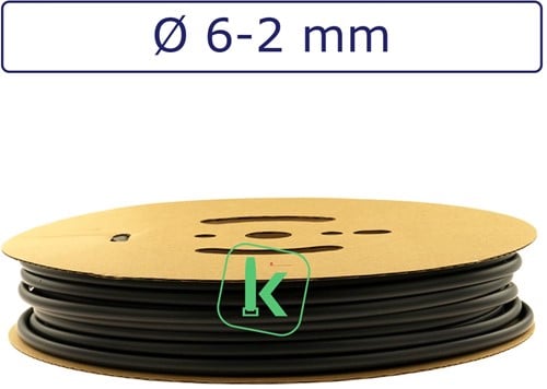 Krimpkous 6-2 mm Zwart UV Dunwandig krimpverhouding 3:1 (Rol 100 meter)