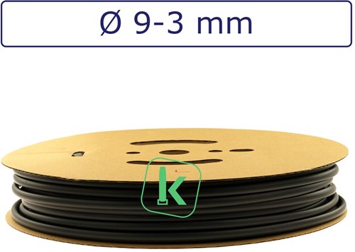 Krimpkous 9-3 mm Zwart UV Dunwandig krimpverhouding 3:1 (Rol 100 meter)