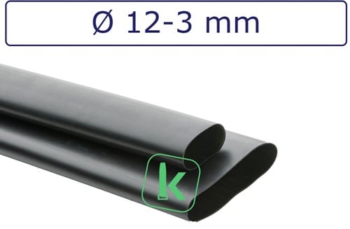 Krimpkous met Lijm 12-3 mm Zwart UV Middelwandig krimpverhouding 4:1 (Stuk 1 meter)
