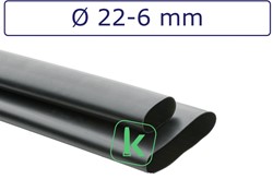 Krimpkous met Lijm 22-6 mm Zwart UV Dikwandig krimpverhouding 3:1 (Stuk 1 meter)