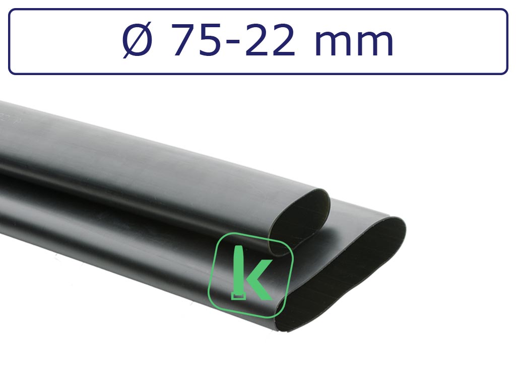 Krimpkous met Lijm Zwart 75-22 mm Zwart UV Middelwandig krimpverhouding 4:1 (Stuk 1 meter) - PRO-TIE®
