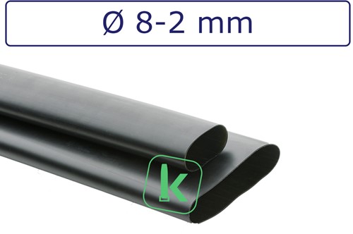 Krimpkous met Lijm 8-2 mm Zwart UV Middelwandig krimpverhouding 3:1 (Stuk 1 meter)
