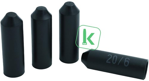 Krimpkous Eindkap Einddop met Lijm 20-6 mm Zwart UV bestendig 