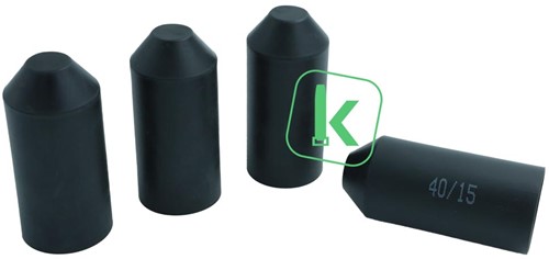 Krimpkous Eindkap Einddop met Lijm 40-16 mm Zwart UV bestendig