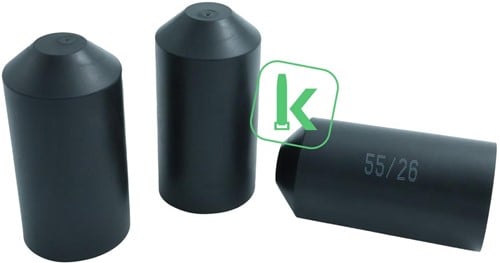 Krimpkous Eindkap Einddop met Lijm 55-26 mm Zwart UV bestendig