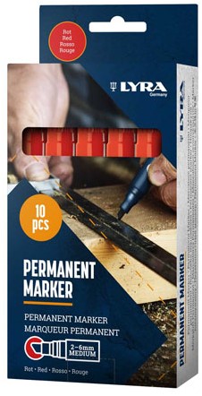 LYRA MARK Merkstift Permanent - Punt 2-6 mm - Kleur Rood -3