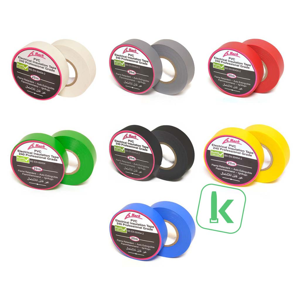 Le Mark PVC isolatie tape - 19 mm breed - 7 kleuren mix (7 rollená 20 meter)