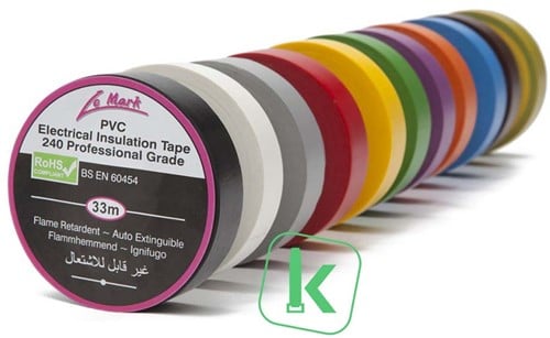 Le Mark PVC isolatie  tape - 19 mm breed  - 12 kleuren mix (12 rollen á 33 meter)