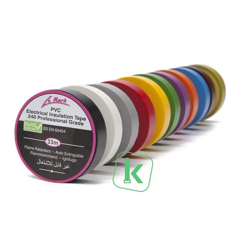 Le Mark PVC isolatie tape - 19 mm breed - 12 kleuren mix (12 rollená 33 meter)