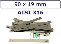 Labelplaatjes/Markeerplaatjes staal RVS type 316 - 90 x 19 mm (Zak 100 stuks)