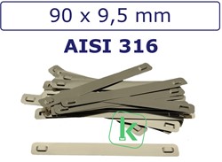 Labelplaatjes/Markeerplaatjes staal RVS type 316 - 90 x 9,5 mm (Zak 100 stuks)