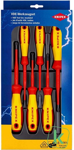 KNIPEX (00 20 12 V04) Schroevendraaierset Sleuf / Kruiskop 6-delig VDE 