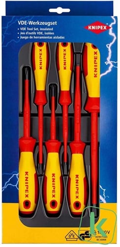 KNIPEX (00 20 12 V02) Schroevendraaierset Sleuf / Kruiskop 6-delig VDE