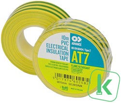 Advance AT7 PVC tape - 15 mm breed Geel-Groen (Rol 10 meter)