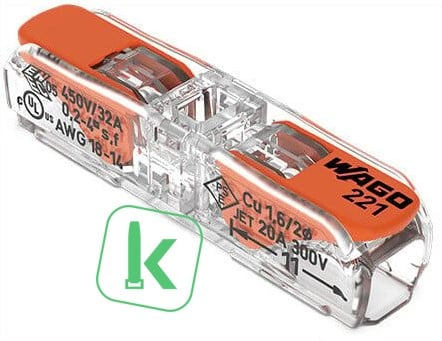 WAGO (221-2411) Doorvoerconnector / verbindingsklem 1-voudig Max. 4mm2 met hendels, Transparant (Doos 60 stuks)