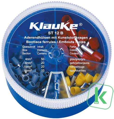 Klauke (ST 12 B) Assortiment / Strooidoos Adereindhulzen 4 - 16mm²  Geïsoleerd (Box 100 stuks)