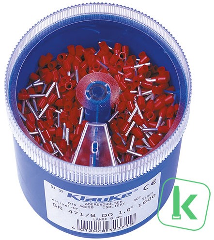 Klauke (GR 4718 DO) Strooidoos Adereindhulzen Rood 1mm²  Geïsoleerd (Box 1.000 stuks)