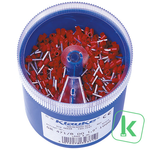 Klauke (GR 4718 DO) Strooidoos Adereindhulzen Rood 1mm² Geïsoleerd (Box 1.000 stuks)