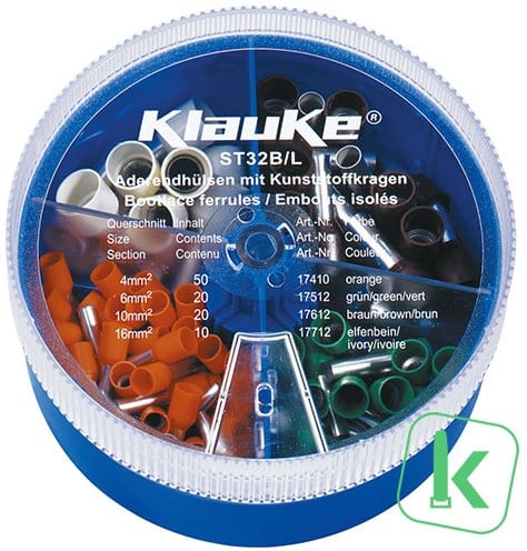 Klauke (ST 32 B) Assortiment / Strooidoos Adereindhulzen 4 - 16mm²  Geïsoleerd (Box 100 stuks)