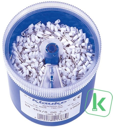Klauke (GR 4698 DO) Strooidoos Adereindhulzen Wit 0,5mm²  Geïsoleerd (Box 1.000 stuks)