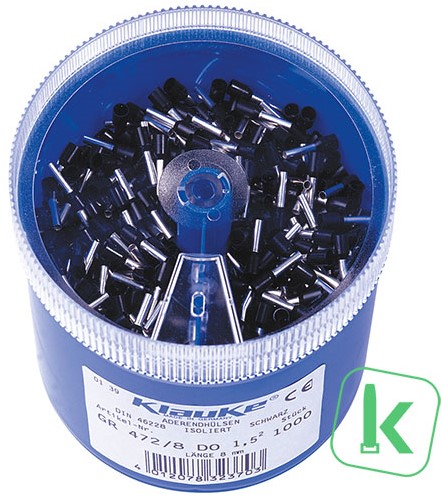 Klauke (GR 4728 DO) Strooidoos Adereindhulzen Zwart 1,5mm²  Geïsoleerd (Box 1.000 stuks)