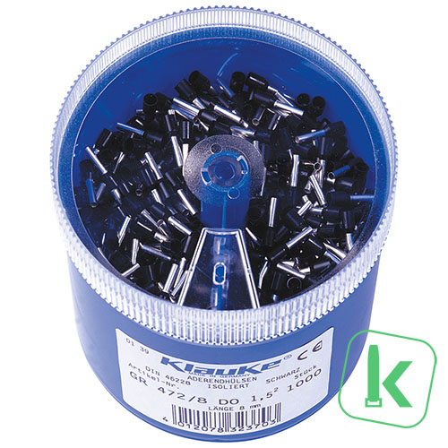 Klauke (GR 4728 DO) Strooidoos Adereindhulzen Zwart 1,5mm² Geïsoleerd (Box 1.000 stuks)