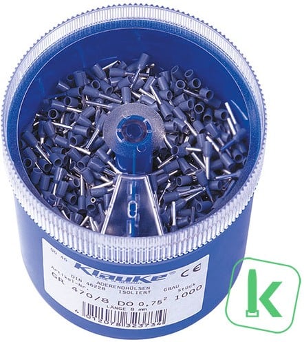 Klauke (GR 4708 DO) Strooidoos Adereindhulzen Blauw 0,75mm²  Geïsoleerd (Box 1.000 stuks)