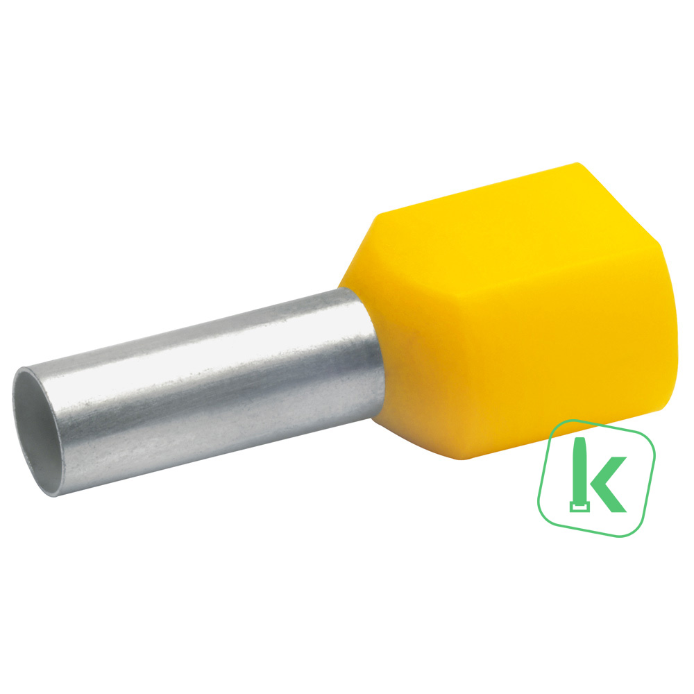 Klauke (875/14) Twin - Adereindhuls 6mm² Geïsoleerd / Hulslengte 14 mm Geel (Zak 100 stuks)