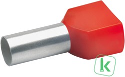 Klauke (876/14)  Twin - Adereindhuls 10mm Geïsoleerd / Hulslengte 14 mm Rood  (Zak 100 stuks)
