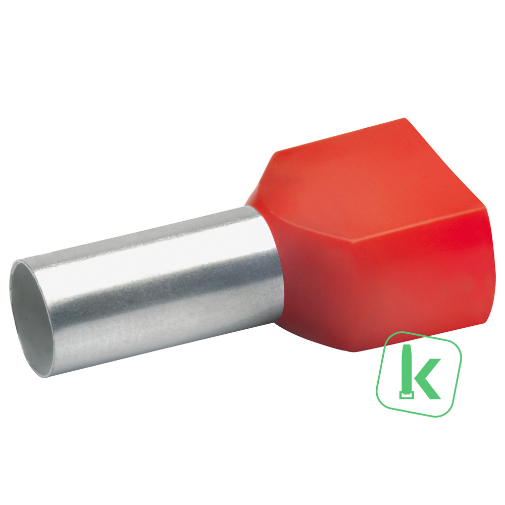 Klauke (876/14) Twin - Adereindhuls 10mm² Geïsoleerd / Hulslengte 14 mm Rood (Zak 100 stuks)