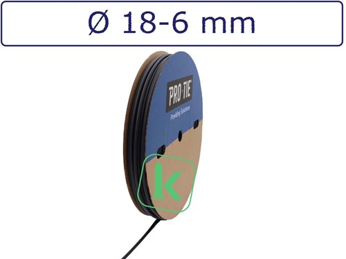 Krimpkous met Lijm 18-6 mm Zwart UV Dunwandig krimpverhouding 3:1 (Rol 25 meter)
